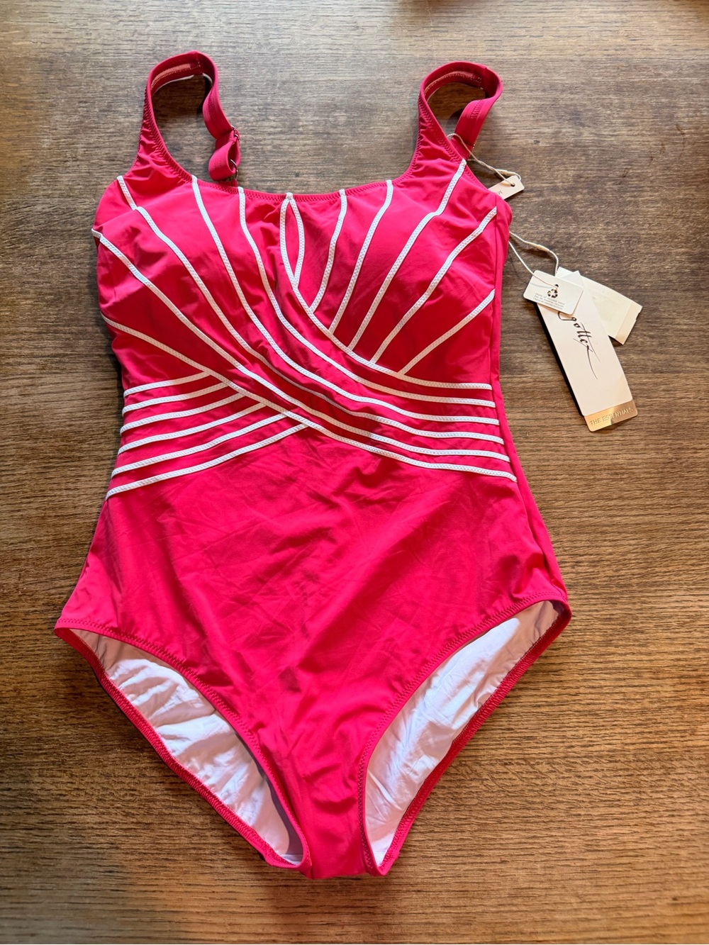 Profile By Gottex Hot Pink One-Piece Swimsuit with White Trim